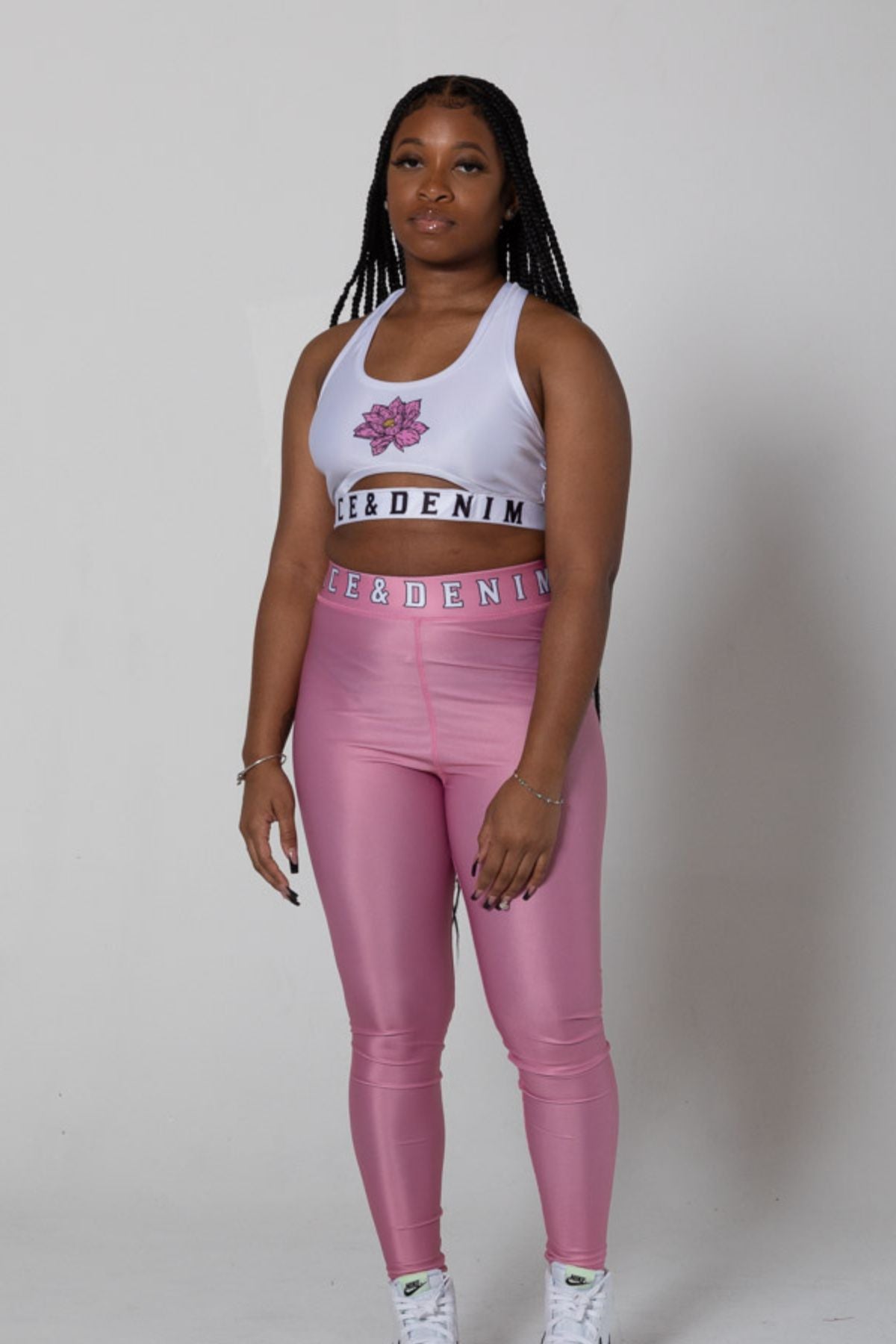 White Lotus Flower Sports Bra