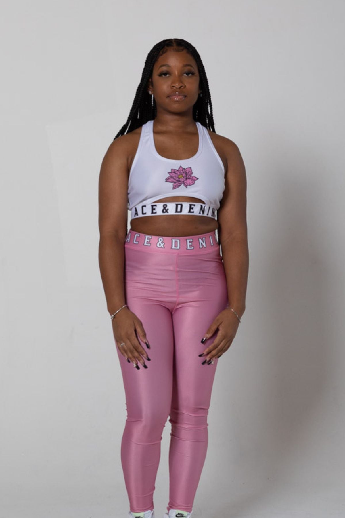 White Lotus Flower Sports Bra