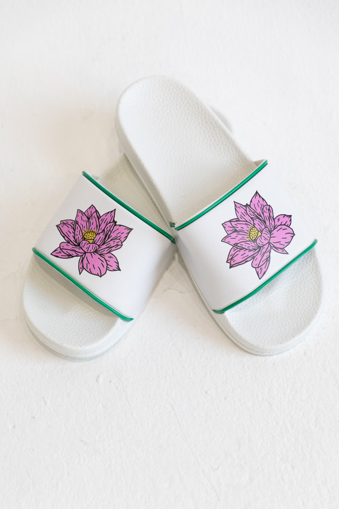Lotus Flower Slides [White]
